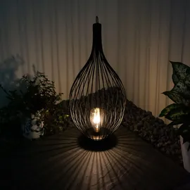 ETC Shop 2x LED Solar Hängelampe Metall spritzwassergeschützt IP44 schwarz