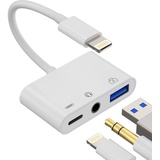 Lightning USB 3.5mm Kopfhörer Klinke Schnellladegerät 3in1 Adapter iPhone OTG Tastaturen USB Stick Kartenlesegerät Maus Aux Audio Stecker Zubehör Hub für 14 13 12 11 Pro Max Mini 8 7 Plus X Se 6 ip