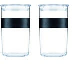 Bodum PRESSO, Set aus 2 Vorratsgläsern, Kunststoff, 1 l, Schwarz