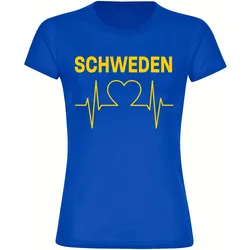 multifanshop Damen T-Shirt - Schweden - Herzschlag - Druck gelb - Frauen