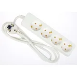 1 x G-L-T 4-Fach Mehrfachsteckdose Weiss Steckdosenleiste, Steckplätze 45 Grad gedreht, Kabel 1,4m, Steckerleiste