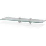 Swanew - Glasregal mit Halterung Glasboden Wandregal Badregal Ablage Regal Hängeregal Milchglas 60x10x0,8 cm