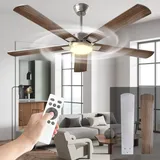 Mefine Deckenventilator mit Beleuchtung Leise, 132cm Große Deckenventilator mit Licht und Fernbedienung, LED Lampe Ventilator mit Umkehrbarer DC Motor für Schlafzimmer, Wohnzimmer und Terrasse, Timer