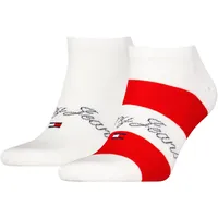 2er Pack TOMMY HILFIGER Sneakersocken mit Rugby-Streifen 002 - red/white 35-38