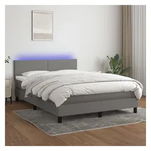 vidaXL Boxspringbett mit Matratze & LED Dunkelgrau 140x200 cm Stoff