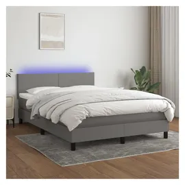 vidaXL Boxspringbett mit Matratze & LED Dunkelgrau 140x200 cm Stoff