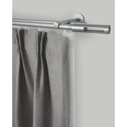 Gardinenstange GARESA "SEFRA", silber (silberfarben), L:150cm Ø:16mm, Aluminium, Gardinenstangen, Vorhanggarnitur,Innenlaufgarnitur, verlängerbar, Endknopf Zylinder