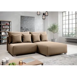 ax living Ecksofa mit Schlaffunktion Ederra 208 cm breit – beige Stoff R