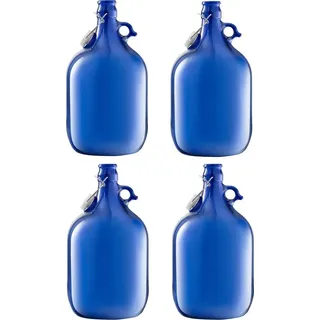 4 x 5L Blaue Flasche mit Bügelverschluss GÄRBALLON Weinballon Glasballon - Blau