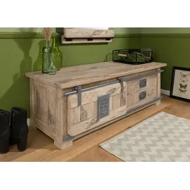 Massivmoebel24 Garderobenbank Mango 120 x 45 x 40 cm beige / beige lackiert