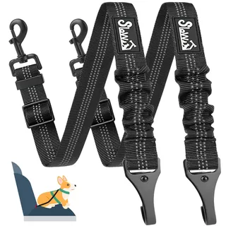 SlowTon 2 Stück Hunde Sicherheitsgurt für Auto, 53-70cm Verstellbarer Anschnallgurt, Gewicht hält bis zu 50 kg, Hundegurt mit Elastischer und Karabiner, für Kofferraum Rückbank Isofix