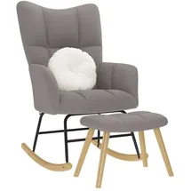 vidaXL Schaukelsessel mit Hocker Stoff 61 x 78 x 95 cm Grau