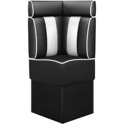 Diner Eckbank | Schwarz | B:H 60 x 158 cm | Gestreift | Leder | Diner Sitzbank, American Diner Sitzbank, American Dinerbank, American Diner Möbel
 Eckbank Diner
