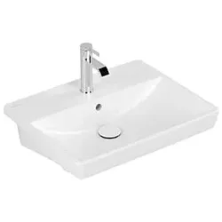 Villeroy und Boch Avento Vorbauwaschtisch 4A0655RW 55 x 44 cm, 1 Hahnloch, mit Überlauf, stone white C-plus