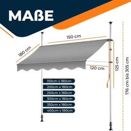 Kesser Klemmmarkise mit Handkurbel 400 cm grau