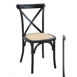 SIT Möbel Stuhl mit Rattan-Sitzfläche | 2er-Set | gepolsterter Sitz | Hevea Holz schwarz | B 48 x T 52 x H 89 cm | 02410-11 | Serie STUHL