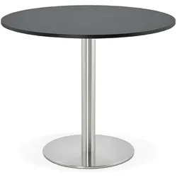 Kadima Design Runder Tisch Ø 90 cm, Holzplatte, Stahlgestell, 120 kg Belastbarkeit, Schwarz