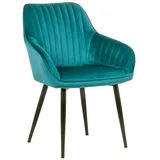 Esstischstuhl Türkis Schwarz B: 60 cm Samt Metall mit Armlehne Stuhl Esszimmer