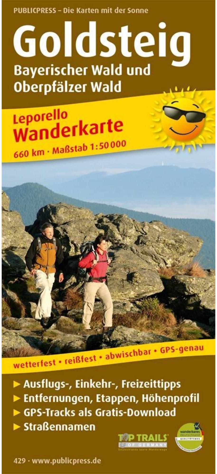 Wanderkarte Goldsteig, Bayerischer Wald und Oberpfälzer Wald 1 : 50 000 -  Wanderkarten und Winterkarten