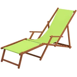 Erst-Holz Liegestuhl pistazie Fußablage Tisch Kissen Deckchair Sonnenliege Holz Gartenliege 10-306FTKD