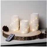 Mojawo LED Echtwachs Kerzen Kerzenset Fernbedienung Timer H10/12/15cm