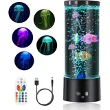 Quallen Lampe, 16 Farben LED Quallen Lampen mit Fernbedienung, LED Lavalampe, Jellyfish Quallen Aquarium Lampe Stimmungslicht für Zuhause, Erwachsene, Kinder, Geschenke und Büro-Dekoration