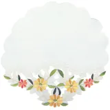 Arsvita Tischdecke mit Stickerei (1-tlg), dekorative Spitze, Tischdekoration - 30x30cm Platzset Leinenoptik gelb|grün Rund | 30 cm x 30 cm