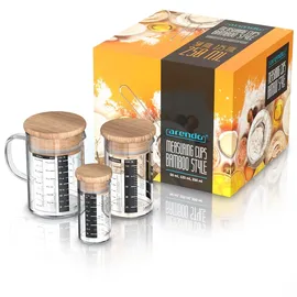 Arendo Messkrug Set 50, 125, 250 ml, Glas, luftdicht, mit Deckel