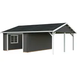 Palmako Garage Roger 19,0 + 16,2 m2 - 44 mm - ohne Holztor dunkelgrau/weiß lackiert