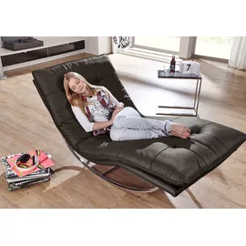 W.Schillig Relaxliege »daily dreams« in Waffelkissen-Optik, Schaukelgestell Chrom glänzend, in 2 Breiten braun