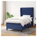 Lattenrost mit Matratze, Blau, 90 x 190 cm, Stoff, Plattformbett, mit Lattenhalter, einfache Montage, für Schlafzimmer, Erwachsene