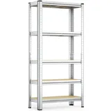 Wiltec Schwerlastregal 75x30x154cm, Gesamtlast 875kg, Steckregal verzinkt aus Stahl, Lastenregal mit 5 Ablagen, Werkstattregal