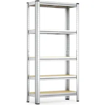 Wiltec Schwerlastregal 75x30x154cm, Gesamtlast 875kg, Steckregal verzinkt aus Stahl, Lastenregal mit 5 Ablagen, Werkstattregal
