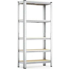 Wiltec Schwerlastregal 75x30x154cm, Gesamtlast 875kg, Steckregal verzinkt aus Stahl, Lastenregal mit 5 Ablagen, Werkstattregal