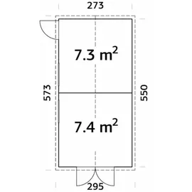 Palmako Dan 2,73 x 5,50 m grau Doppeltür