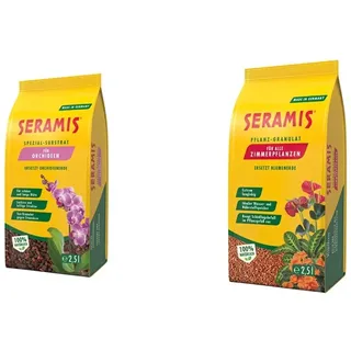 Seramis Spezial-Substrat für Orchideen, 2,5 l – Orchideensubstrat mit Tongranulat und Pinienrinde & Pflanz-Granulat für alle Zimmerpflanzen, 2,5 l – Pflanzen Tongranulat, Blumenerde Ersatz,Gelb