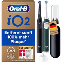 Oral-B iO Series 2 Night Black + 2. Handstück Forest Green + Reiseetui + Aufsteckbürsten-Etui