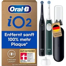 Oral-B iO Series 2 Night Black + 2. Handstück Forest Green + Reiseetui + Aufsteckbürsten-Etui