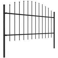 vidaXL Gartenzaun mit Speerspitzen Stahl (1 - 1,25) x 1,7 m Schwarz
