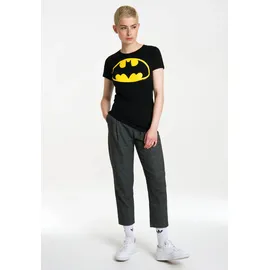 LOGOSHIRT T-Shirt "Batman", Damen, Gr. XS, schwarz (schwarz, gelb), 100% Baumwolle, bedruckt, mehrfarbig, normal, Rundhals, Shirts T-Shirt, mit coolem Superhelden-Print