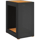 vidaXL Garten-Beistelltisch mit Holzplatte Schwarz Poly Rattan
