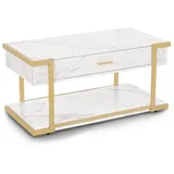 Barberpub Couchtisch Beistelltisch Mit Schublade, Sofatisch Gold, 2141