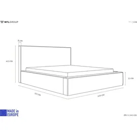 WFL GROUP Polsterbett Terra mit Bettkasten Creme Boucle 180x200 cm