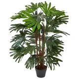 Homescapes künstliche Steckenpalme Rhapis Excelsa, naturgetreue Kunstpflanze im Topf, hochwertige Dekopflanze, Indoor-Pflanze, 120 cm