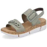 Rieker Damen Sandaletten V2350, Frauen Sandalen,Sommersandalen,bequem,Sommerschuhe,Freizeitschuhe,offene,Schuhe,Strandschuhe,grün (52),40 EU / 6.5 UK - 40 EU Schmal