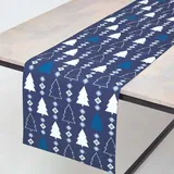 Homescapes Weihnachtstischläufer Winterland blau 35 X 250 cm,