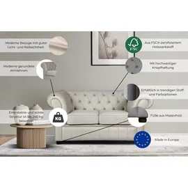 Home Affaire 2-Sitzer HOME AFFAIRE "CHARENTE, Chesterfield-Sofa, Wellenfederung, Maße: B/T/H: 147/89/74 cm", braun, B:147cm H:74cm T:89cm, 100% Polyester, Sofas, mit edler Knopfheftung und typischen Armlehnen