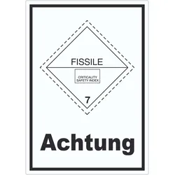 Aufkleber spaltbare Stoffe Achtung Fissile A7 (74x105mm)