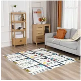 BABY VIVO Spielmatte / Spielteppich für Kinder doppelseitig mit Wald 200 x 180 cm - Bär