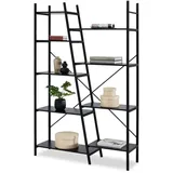 Compleo Bücherregal Blumenständer, Loft design, Breite: 120 cm, Leiterregal schwarz